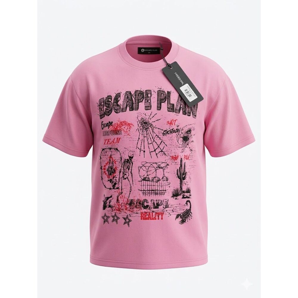 Escape Plan Premium T-Shirt Pink 2XL Freedom Reimagined Graphics NWT MSRP $160